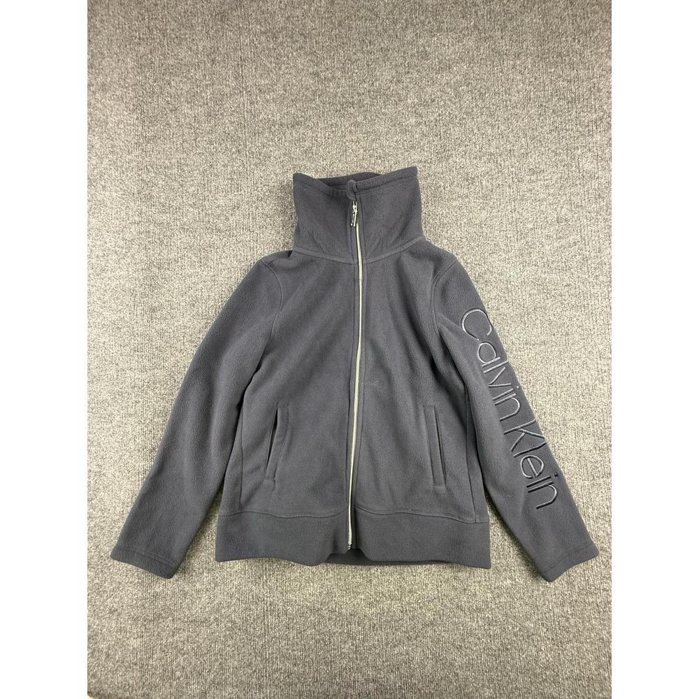 Calvin Klein Performance Jacket Mens Medium Gray Fleece Full Zip Stand Collar